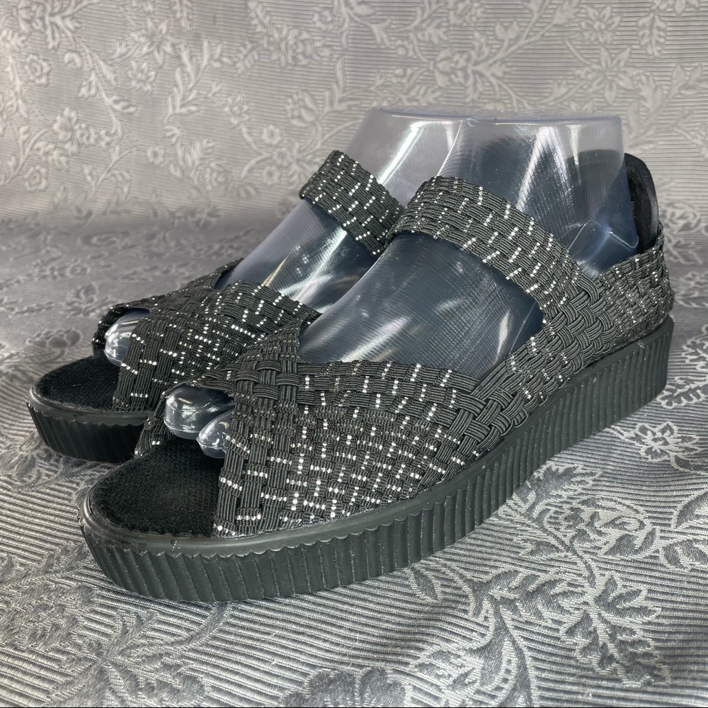 Bernie Mev Black & Silver Maryjane Sandals